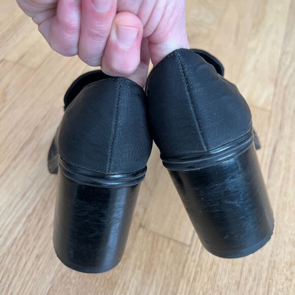 Vintage Y2K Grunge EuroClub Black Chunky Heeled Loafers Women's Size 7 - Picture 8 of 12